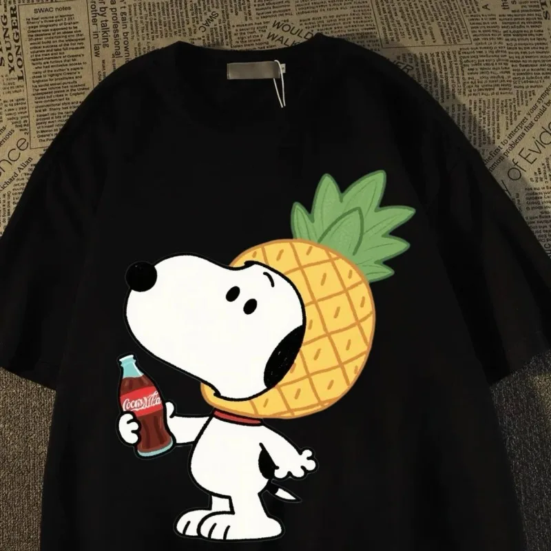 Disney Cute Snoopy T-shirts Women's Cartoon Pattern Casual T-shirt Short Sleeve Men's Top Harajuku Retro Manga Clothing T-shirts