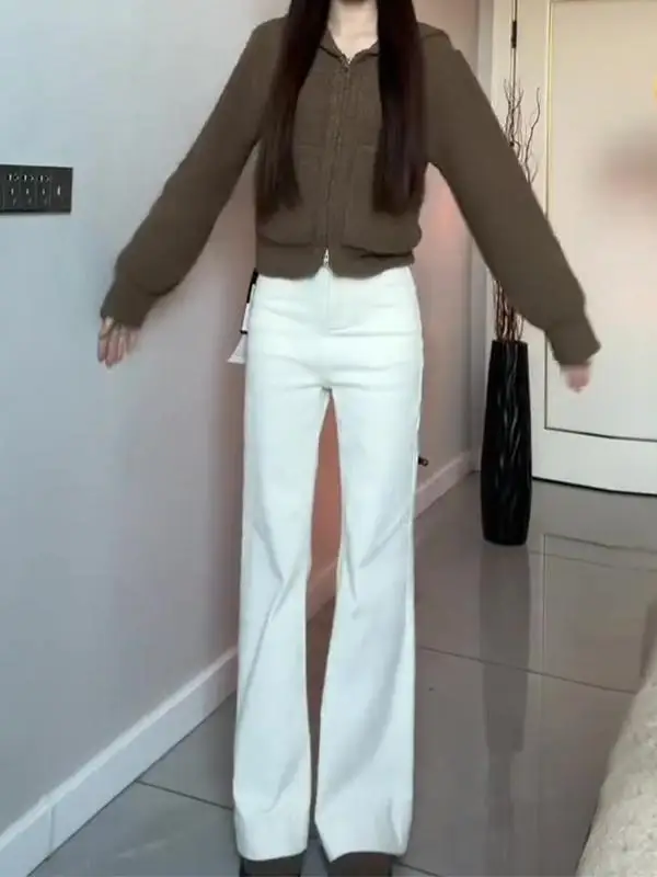 

High Waist Bell Bot Denim Jeans Women's Spring New Sle Retro Moccasin Pants Long Commute Korean Sle Straight Leg Trousers