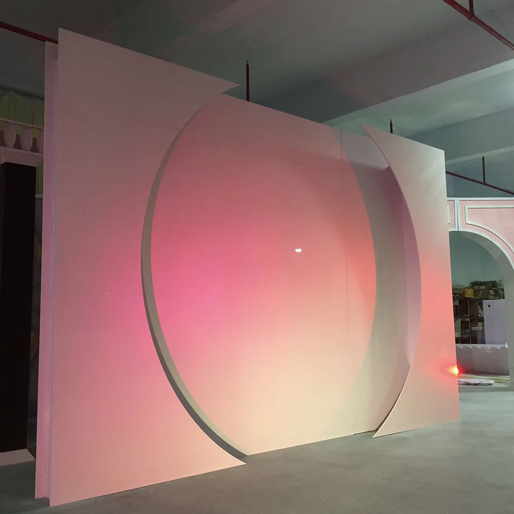 

Special Design Acrylic Rectangle Light up Wedding Curved Backdrop Decoration Events Supplies