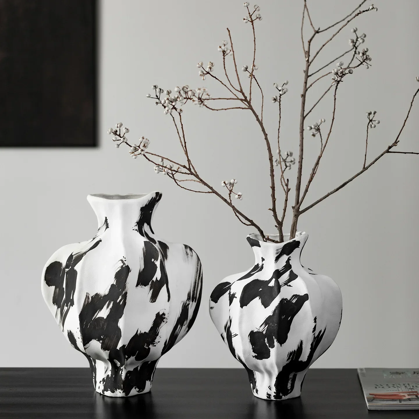Chinese Ceramic Vase Handmade Earthenware Pot Flower Vase Flower Arrangement Flowerpot Home Decoration Accessories
