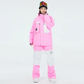 Men and Women's Snow Suit Wear, Waterproof Winter Straps Trousers, Skiing and Snowboard Overalls, Ice Winter Jacket and Pant