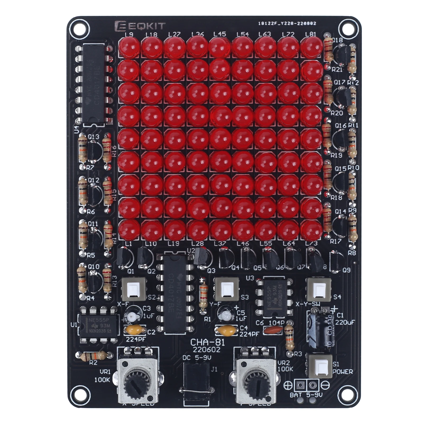 Imagem -03 - Siga Luzes de Ponto Led Jogo Prática Eletrônica Faça Você Mesmo Kit Vários Efeitos Piscando Controlável Movimento Direção Velocidade Cha81