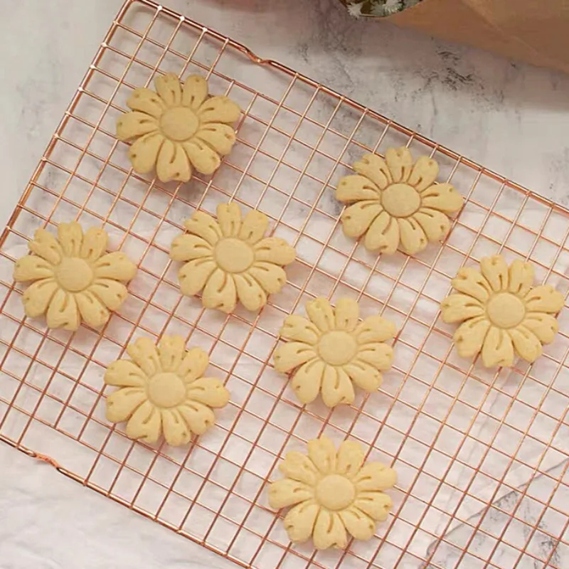 Cherry Blossom Flowers Shape Cookie Cutter Stamp Cute Pressable Biscuit Mold Confectionery Cookie Kitchen Baking Pastry Tools - view 4