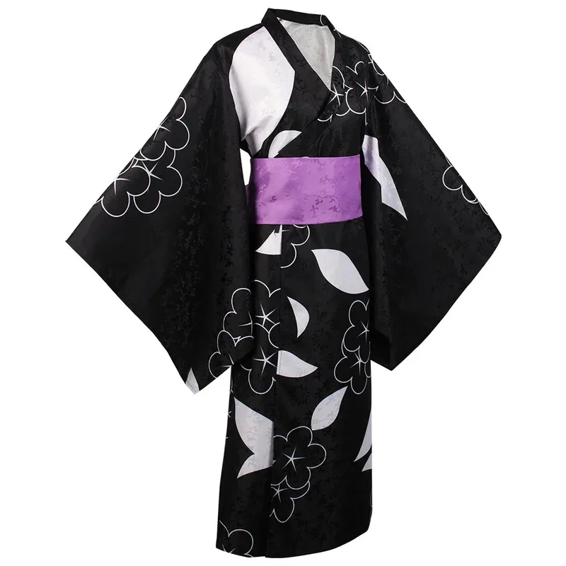 Kitagawa Marin Cosplay Costume Black and Purple Patterned Kimono Japanese Kimono Halloween Carnival Party Dress for Women Girls