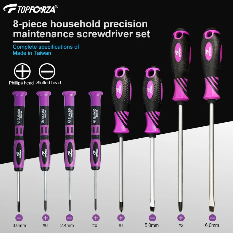 TOPFORZA 8 Pcs Magnetic Bits Screwdriver Set Home Appliance Repair Electrician Multi-tool Kit Slotted Phillips Screw Nuts Key