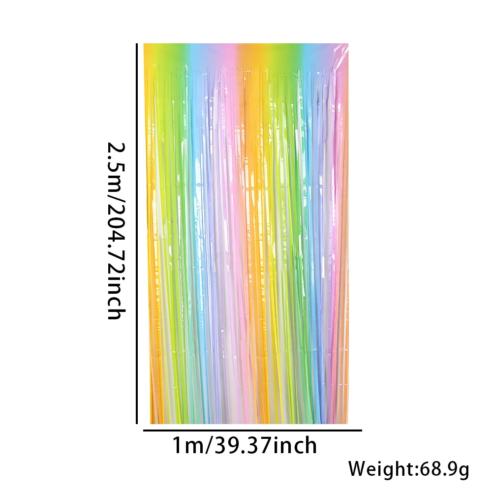 Rainbow Foil Fringe Curtain Gradient Macaron Curtains Photo Booth Backdrop for Wedding Birthday Baby Shower Party Decorations