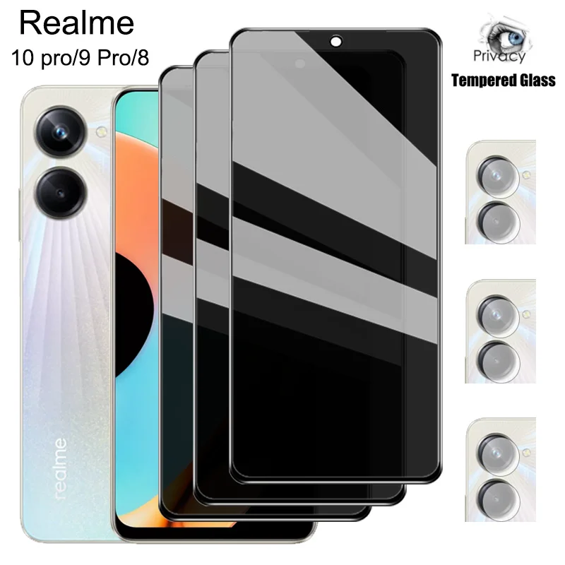 

Realme 10 Privacy screen protectors for realme 8 i 8i 9i 9 5g pro plus anti-spy cristal templado realmi 10 realme10 safty privacy protection & anti peeping tempered glass realme 10 pros