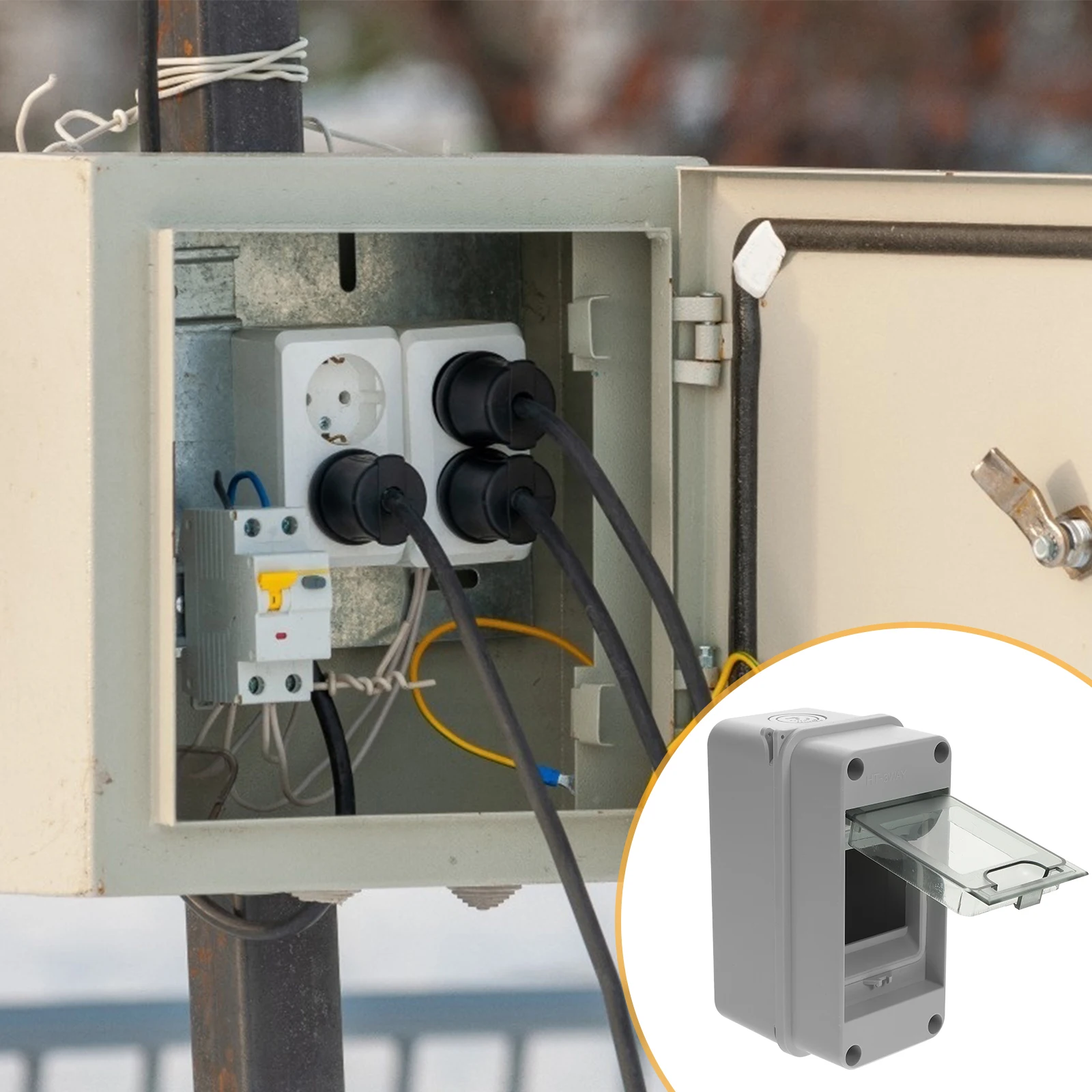 

Distribution Protection Box Outdoor Waterproof with Din Rail Breaker Enclosure Electrical Enclosures Circuit Boxes