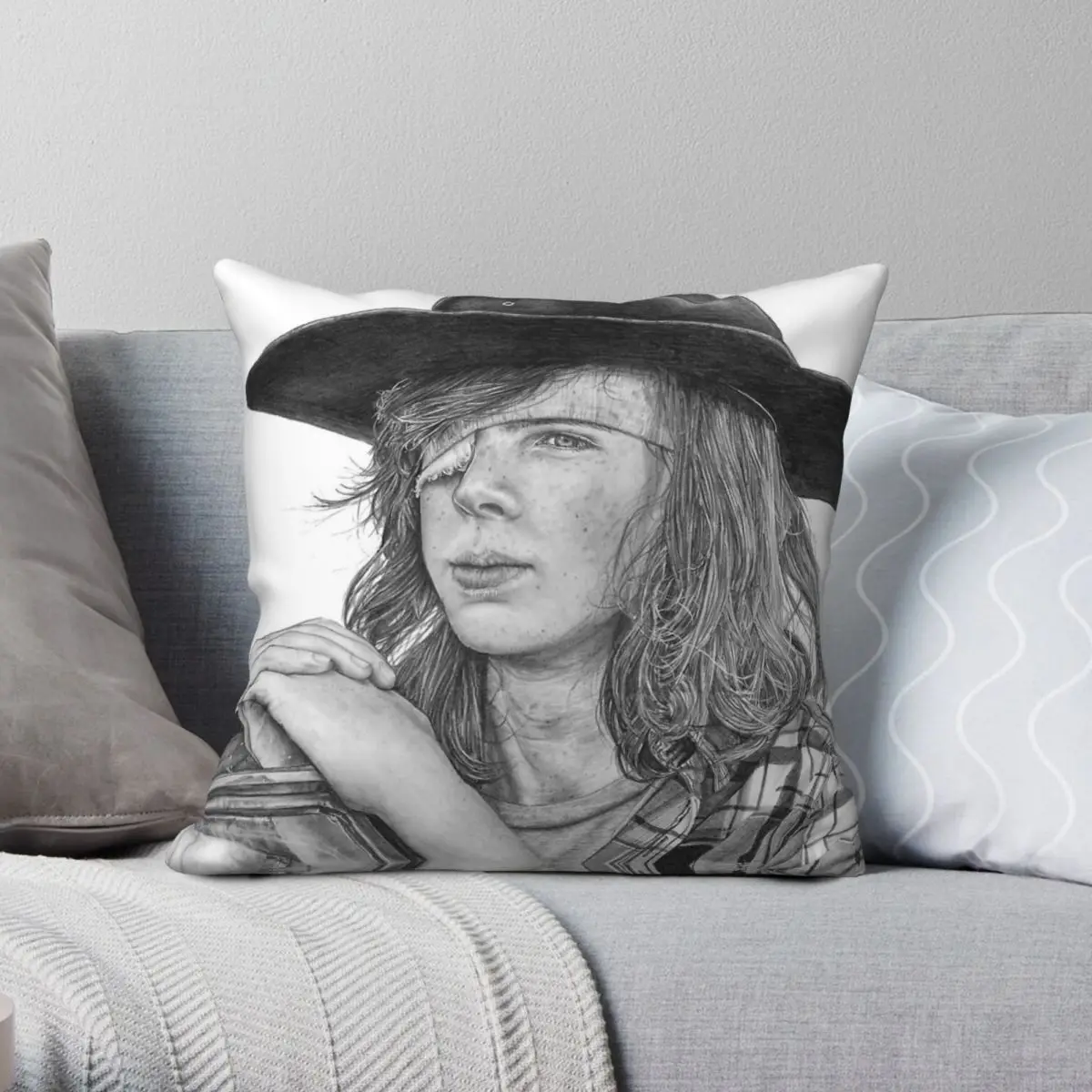 Walking Dead Carl Grimes Graphite Square Pillowcase Polyester Linen Velvet Pattern Zip Decor Home Cushion Cover 18