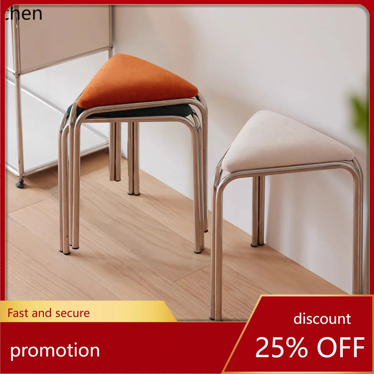 

LXC Triangle Stool Fabric Stackable Small Apartment Creative Shoe Changing Stool Vintage Restaurant Cafe Stool
