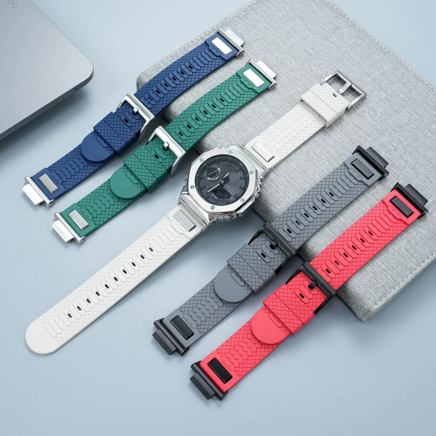 Ремешок для часов Casio Farmhouse Oak Series GA-2100/2110, летний, для плавания и спорта, из фторкаучука, мужской браслет, аксессуары