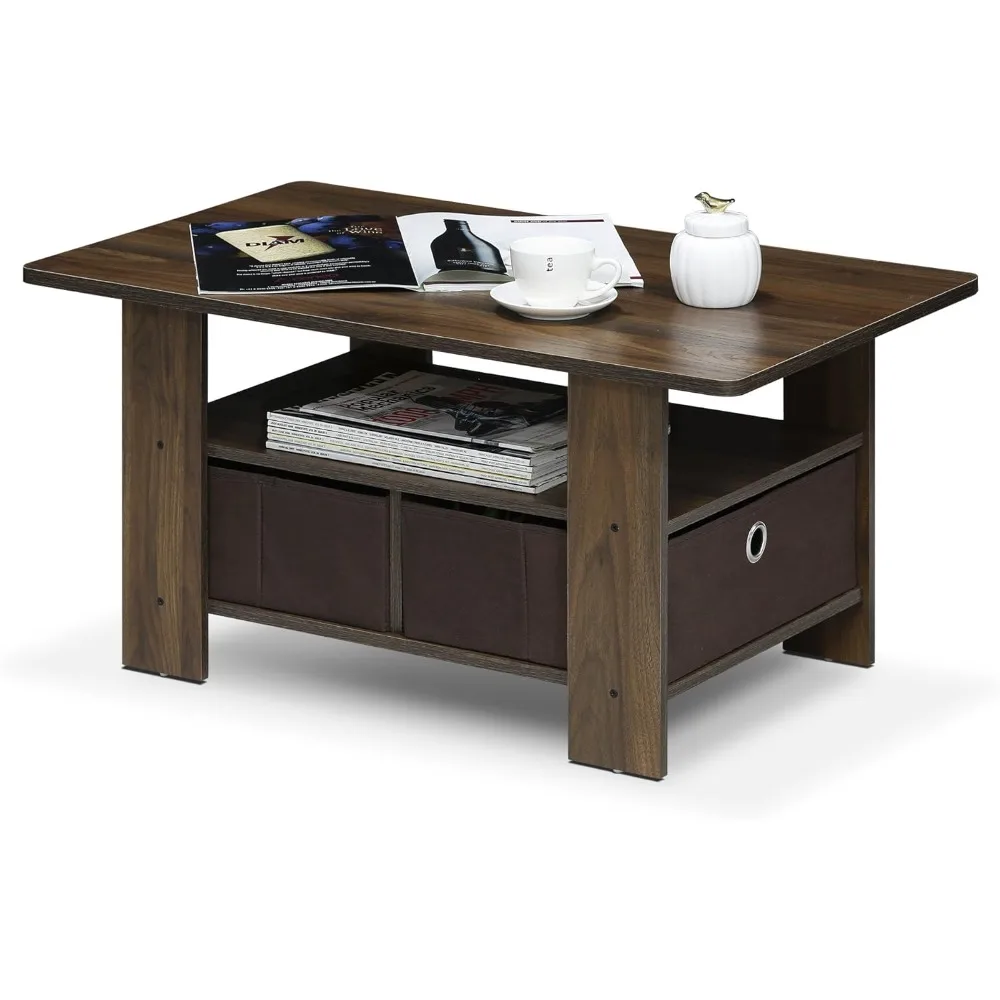 

Andrey Coffee Table with Bin Drawer, Columbia Walnut/Dark Brown