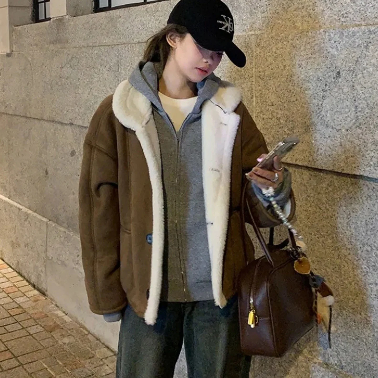 

Women's Winter Warm Thickened Fleece Lined Fur Cotton Jacket Coat Stand Collar Short Style Polyester Fiber Outerwear Coat