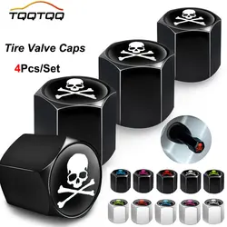 4Pcs Skull Tire Valve Stem Caps with O Rubber Ring, Universal Stem Covers for Cars, SUVs, Bike, Bicycle, Trucks, Motorcycles