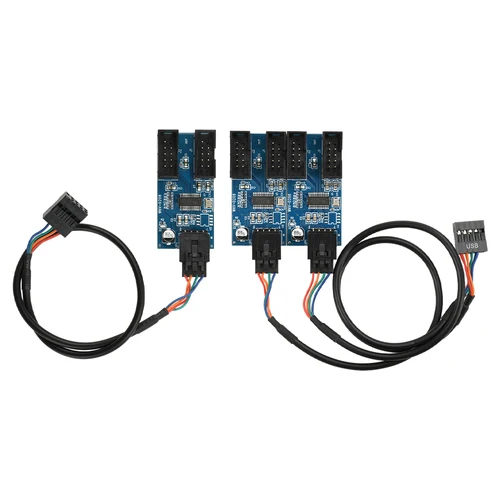 Imagen 1 del producto Divisor USB de 9 pines, interfaz hembra USB, divisor de cabezal, adaptador de Cable de extensión 1 a 2, fuente de alimentación de conector HUB USB de 9 pines 1 a 4