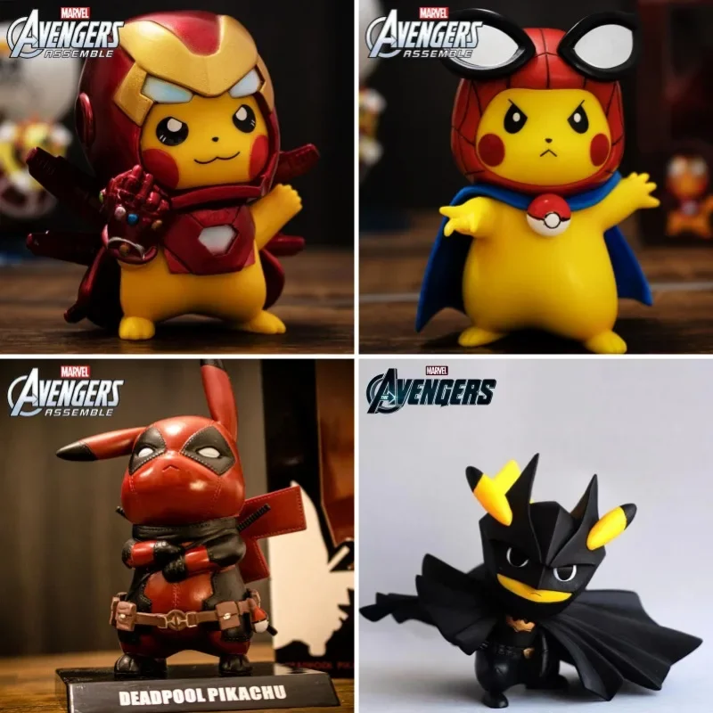 Pokemon Digimon Pikachu Cool COS Avengers Iron Man Spider-Man Batman Marvel Figures Ornament Gift Pack