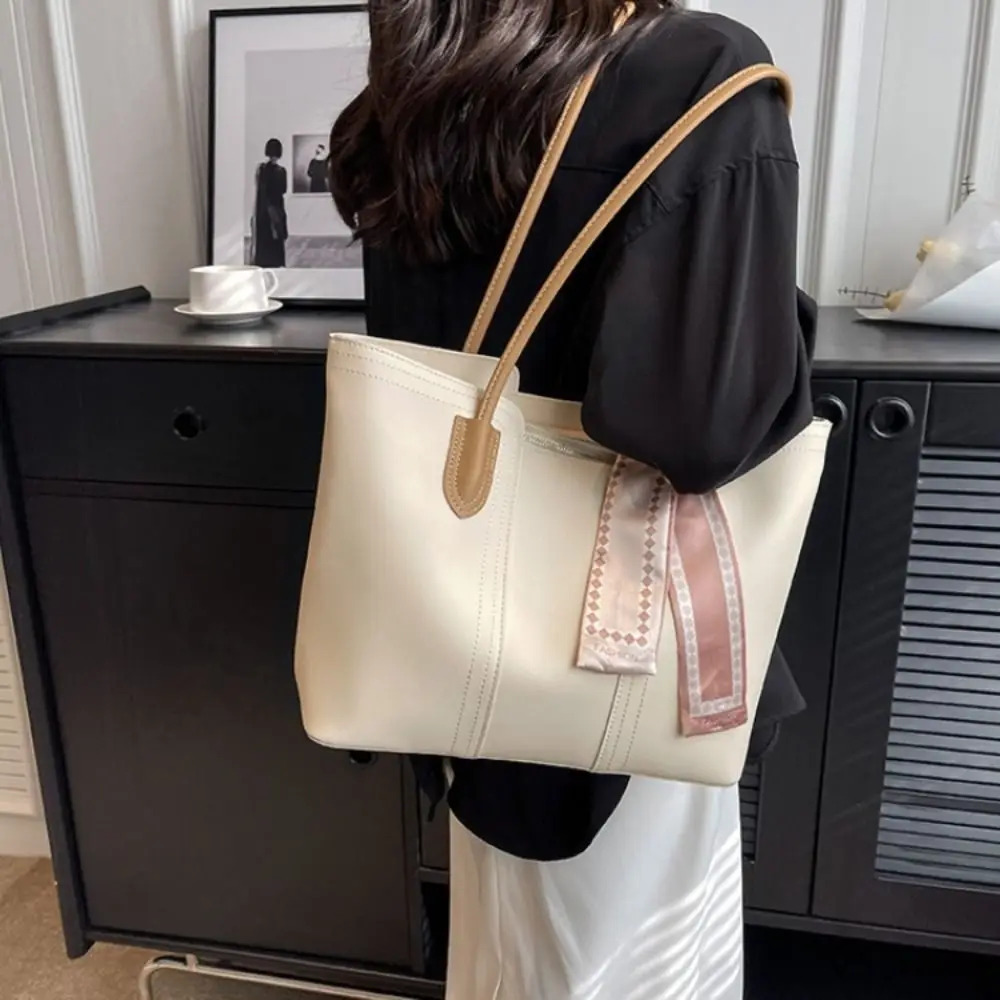

Underarm Bag Korean Style Tote Bag Casual Solid Color One Shoulder Bag Polyester Silk Scarf Women Handbag Daily
