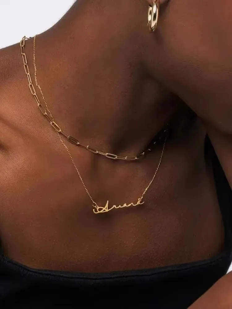 Lemegeton ส่วนบุคคลสร้อยคอที่กําหนดเองชื่อ Choker ผู้หญิงเครื่องประดับสแตนเลสลายมือป้ายจี้ของขวัญวันแม่