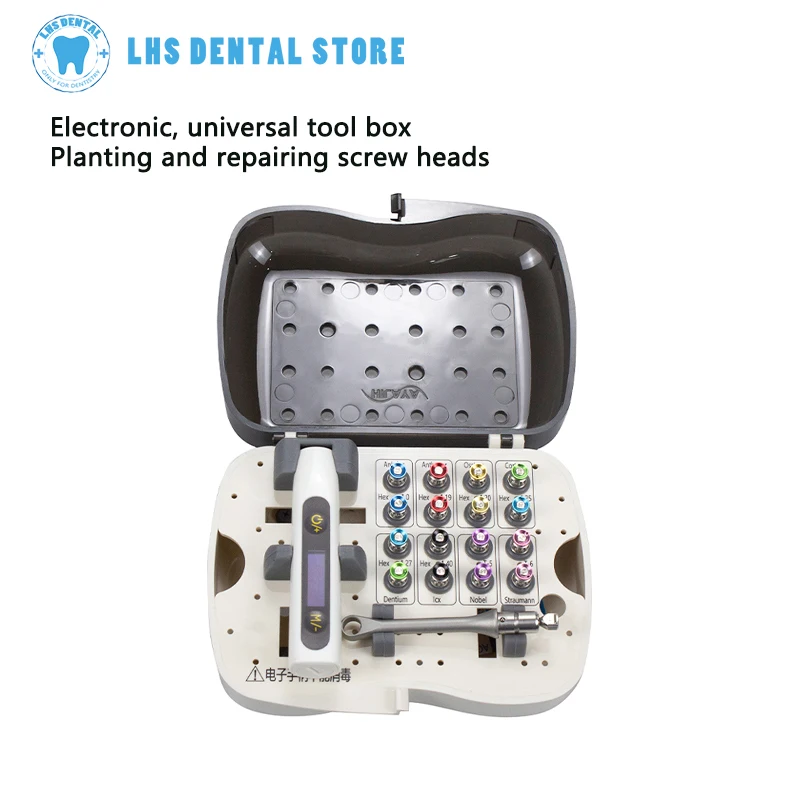 

Отвертка для стоматологических электрических имплантатов, динамометрический ключ с трещоткой и универсальным инструментом для восстановления имплантатов, отвертка 16 шт.