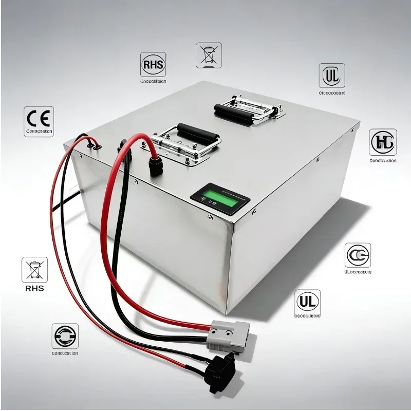 48V LiFePO4 Battery 100Ah-1000Ah Stainless Steel Deep Cycle Lithium Battery Built-in BMS Bluetooth Monitor for RV Solar Storage