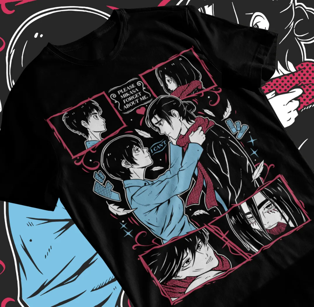 Eren and  T-Shirt Attack On Titan Unisex Horror Anime AOT Shirt Soft Tee