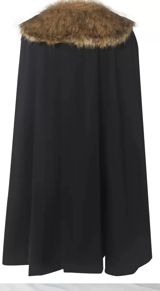 DAZCOS Jubah Abad Pertengahan Jubah Bahu Viking Barbarian Selendang Bulu Beludru Bungkus Kerah Trim Prajurit Kostum Raja Renaisans Pria