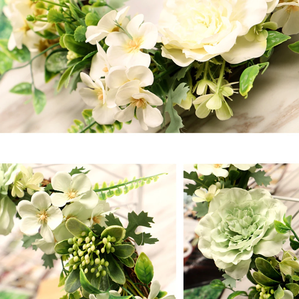 

Floral Wreaths White Flower Circle Safe Wedding Party Home Hanging Home Hanging Door Wall Background