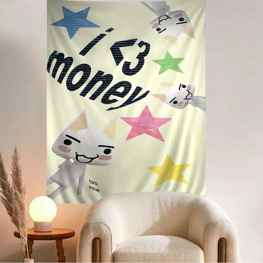 Inoue Toro CUTE Cat Hippie Wall Hanging Tapestries for Living Room Home Dorm Decor Art Home Decor