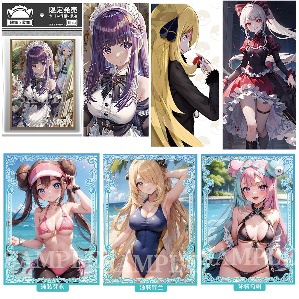 

Anime 60Pcs Frieren Beyond Journey's End Laser Card Sleeves Cute Cynthia Rosa Card Protector Cover PTCG 67X92mm Holiday Gift