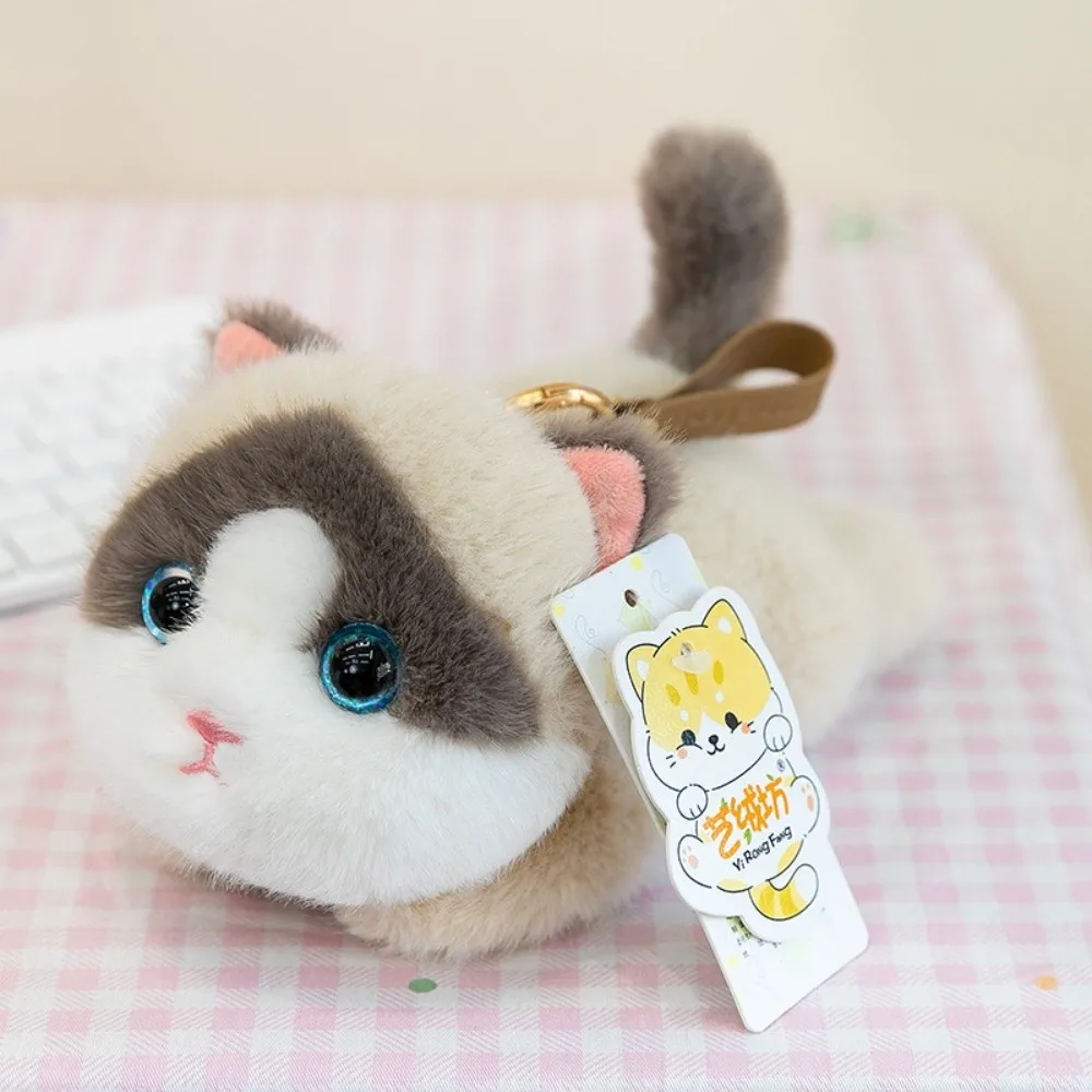 New Realistic Kitten Shape Cat Keychain Lying Cat Sitting Cat Cat Pendant Furry Soft Cat Bag Charm Backpack Accessories