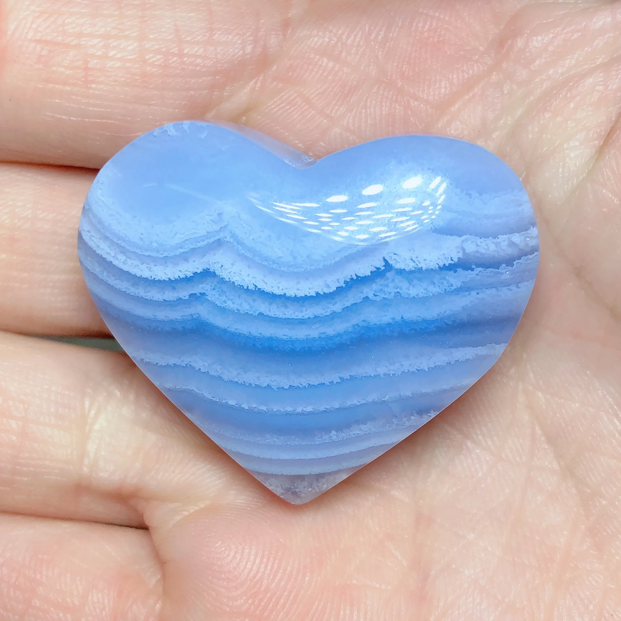 Natural Crystal Blue Lace Agate Heart Healing Mineral Stone Mediation Gemstone Energy Reiki Spiritual Gift