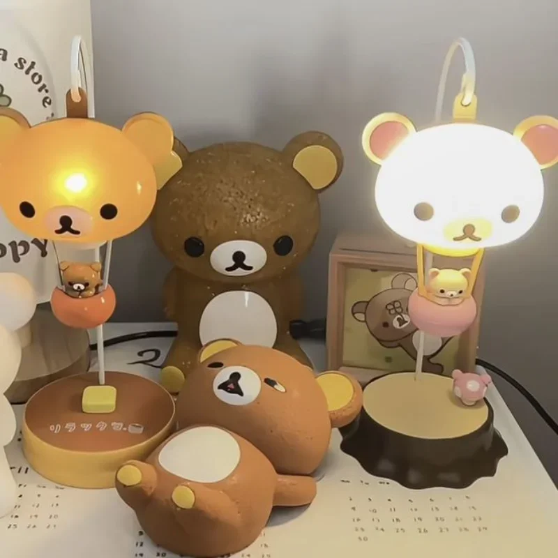 Luminária de Balão Rilakkuma, Mini Luz Noturna, Luminária de Cabeceira Fofa, Luz de Estudo para Mesa, Ornamento para Quarto