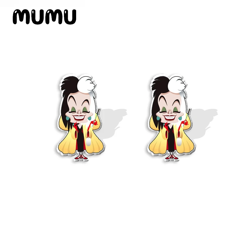 2024 New Princess Villains Stud Earring Cruella De Vil Epoxy Jewelry Resin Acrylic Earrings Handmade Gifts Fans