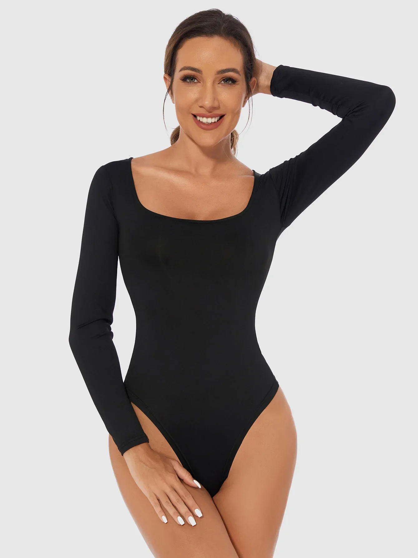 2025 primavera roupa interior feminina bodysuit de uma peça manga longa sem costura cintura trainer corpo shaper bainha barriga plana shapewear mulher