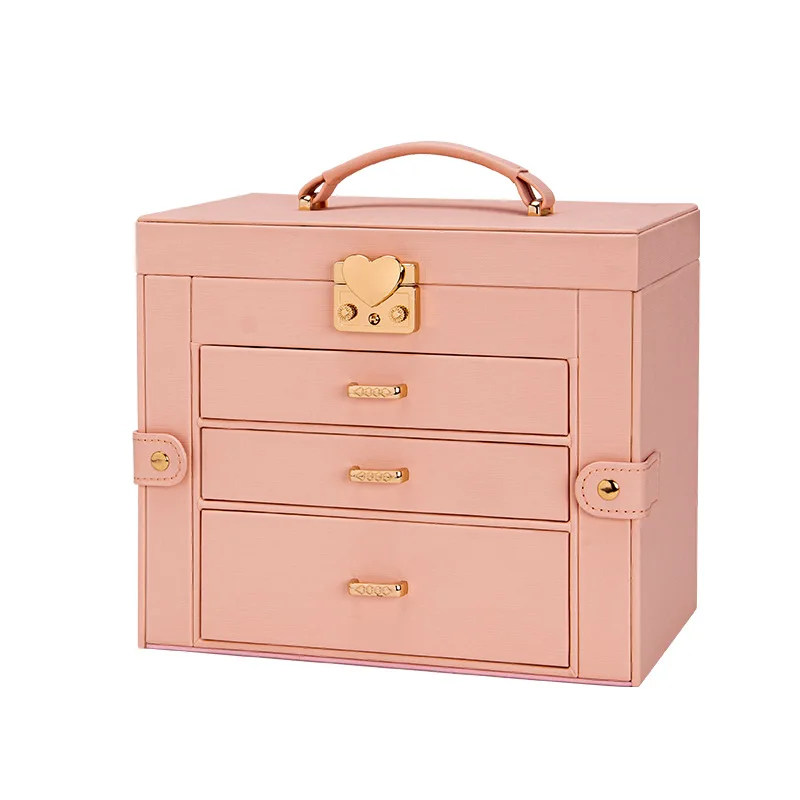 صندوق تخزين المجوهرات الراقية، والقلادة، والأقراط، وصندوق مجوهرات فاخر ورائع متعدد الطبقات #5