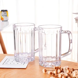 500ML Transparent Beer Mug Plastic Unbreakable Breakfast Milk Coffee Juice Water Cup Barware Drinkware for Home Party Bar KTV