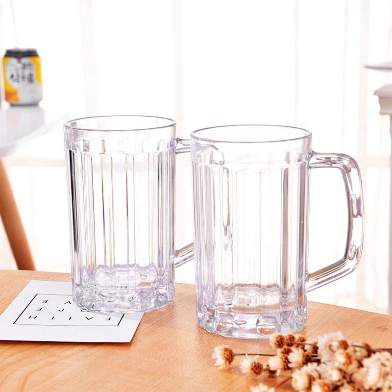 500ML Transparent Beer Mug Plastic Unbreakable Breakfast Milk Coffee Juice Water Cup Barware Drinkware for Home Party Bar KTV