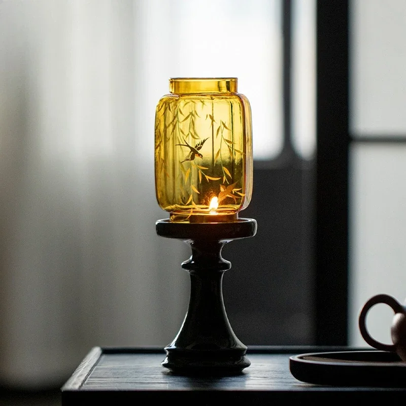 Ruili Emerald Liuyan Candle Holder Tea Ceremony Accessories Tea Party Atmosphere High Value Ornament Scented Candle Holder