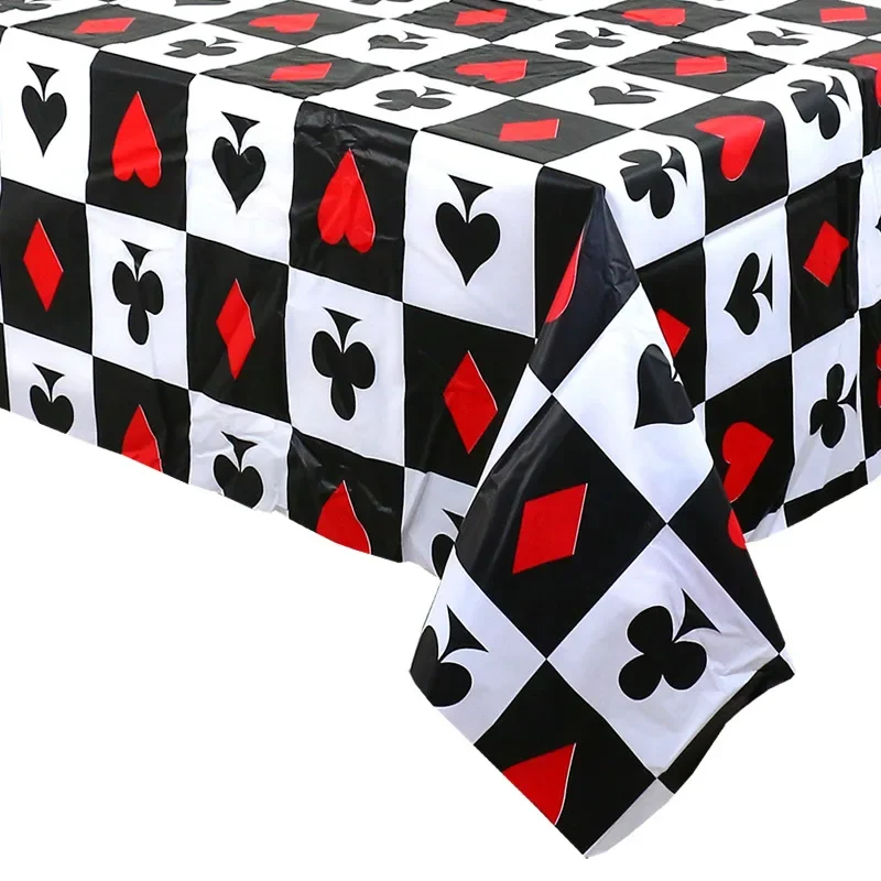 Fun Casino Las Vegas Theme Disposable Table Cover Poker Tablecloths for Adults Boy Birthday Wedding Game Night Party Decoration