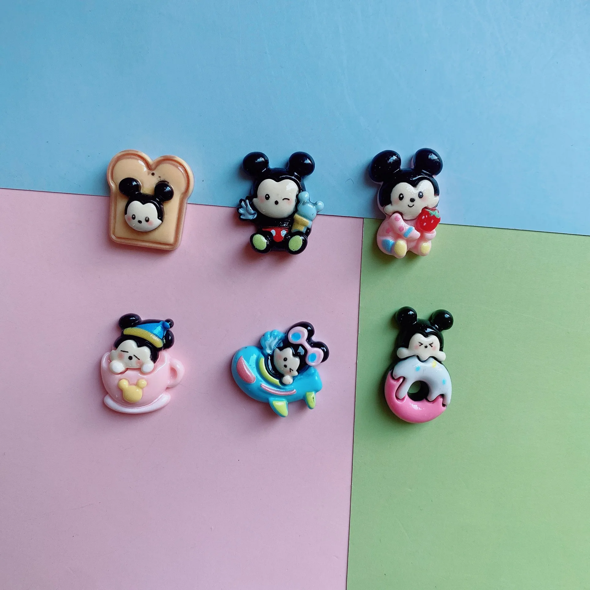 5pcs disney mini mickey mouse resin flatback cabochons for diy jewelry making cartoon handmade crafts materials