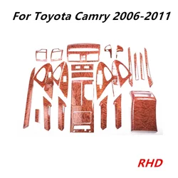 RHD for Toyota Camry 2006 2007 2008 2009 2010 2011 Accessories Wood Grain Stickers ABS Interior Decoration Center Console Panel