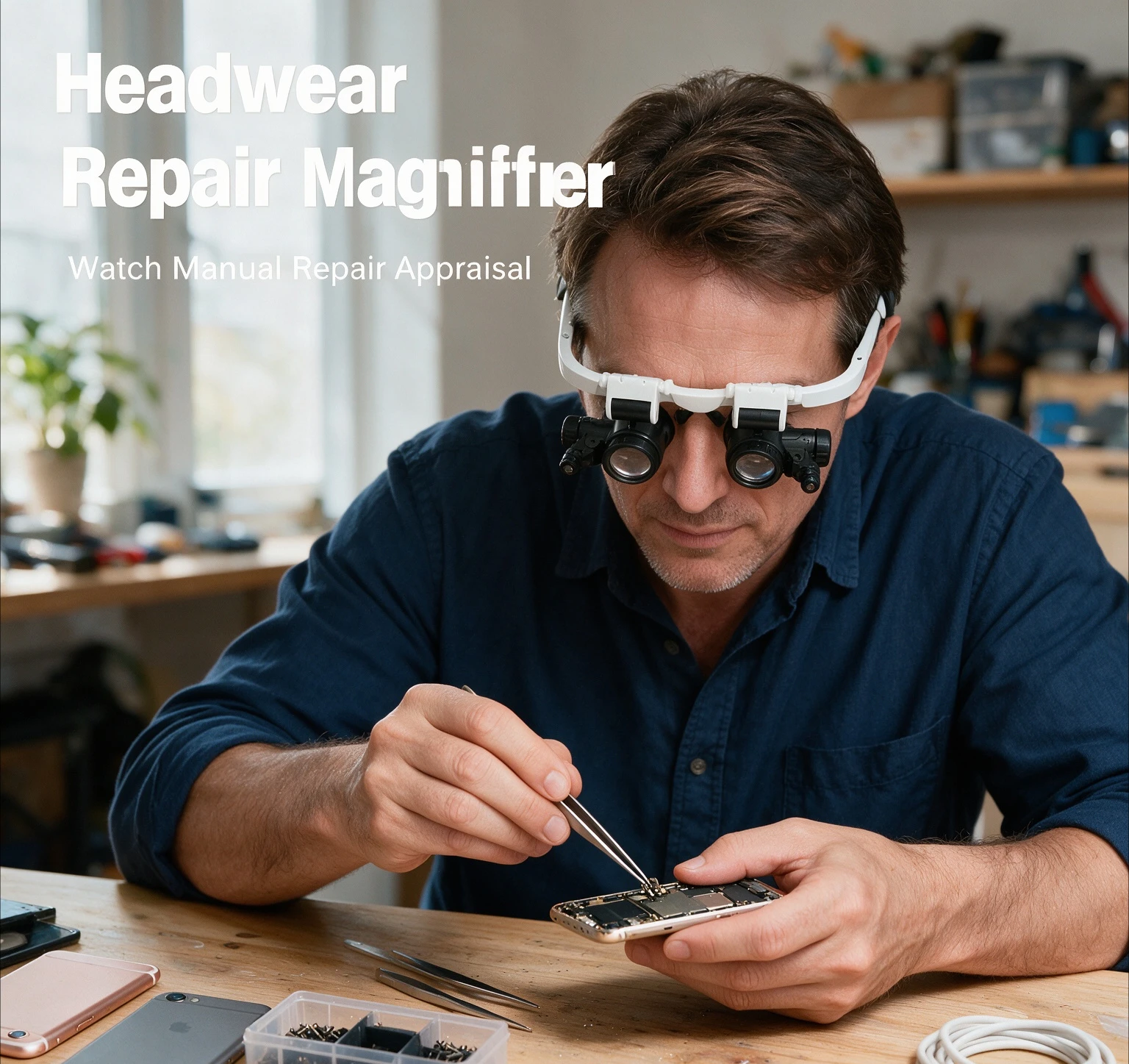 LED Head-Mounted Magnifier Adjustable Headband Loupe Lens Magnifying Head Eye Glasses 23X 15X 8X 2X For Watch Jeweler Repair