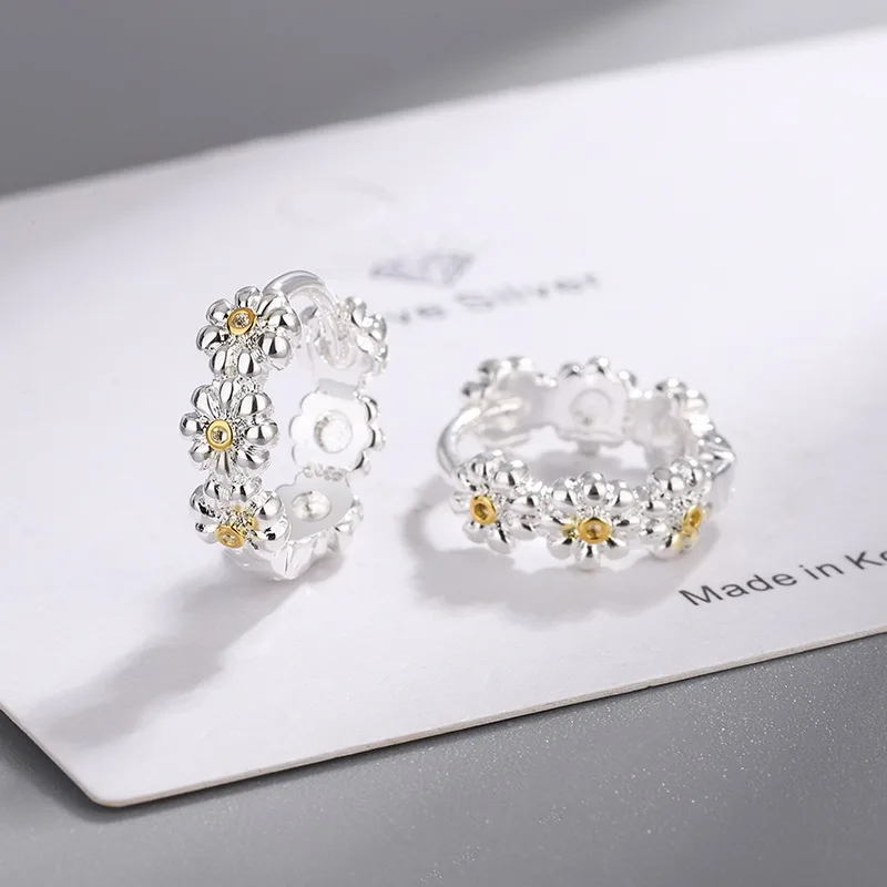 Frühling neue süße Gänseblümchen Blume Ohr stecker für Frauen süße Muschel Emaille versilbert Ohrringe koreanischen Temperament Schmuck – Detail 24