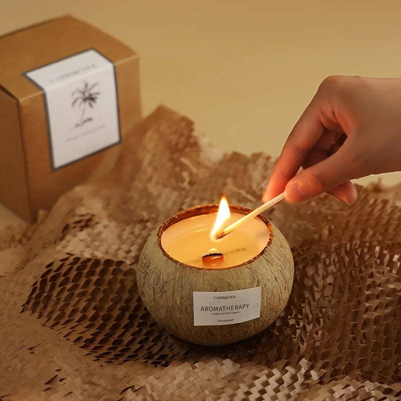 

Scented Candles Coconut Shell Aromatherapy Candle Natural Soy Wax Fragrance Candle for Home Bedroom Decor Wedding Companion Gift