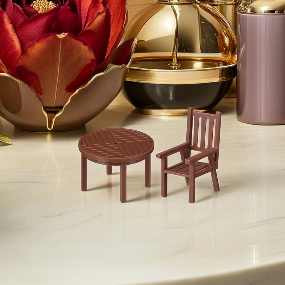 

4Set Miniature Table and Chairs Realistic Miniature Furniture for Dollhouse Micro Landscape Decoration Beach Home Accessories