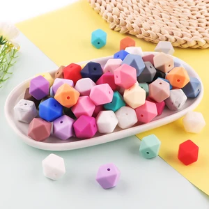 サンロニー10pcs 14mmヘキサゴンシリコンビーズビーズジュエリーのためのビーズ 12ベストセールスシリコーンチャーム-5