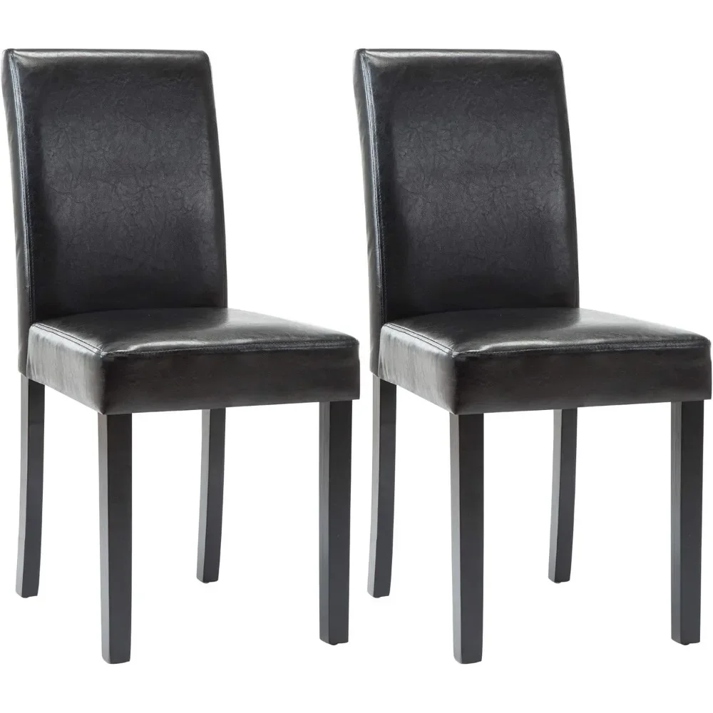 

Dining Chairs Set of 2, PU Leather Padded Upholstered Modern Parson Chair, Dining Room Chairs with Solid Wood Legs