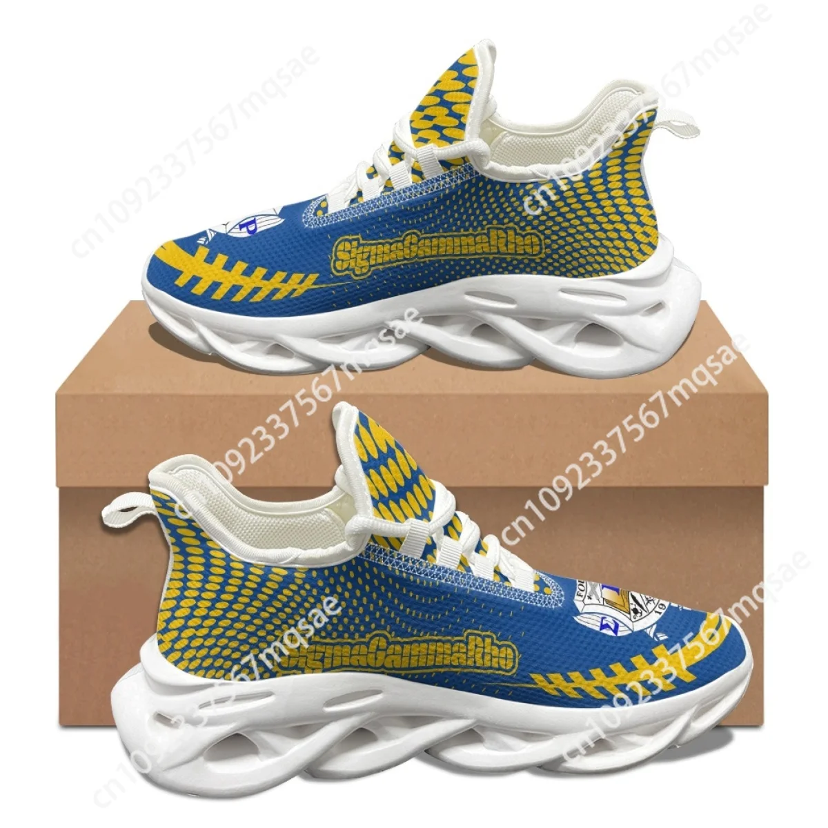 Breathable Platform Sneakers Sigma Gamma Rho Poddles Printed Lightweight Non-slip Lace-up Shoes Versatile Trendy Walking Shoes