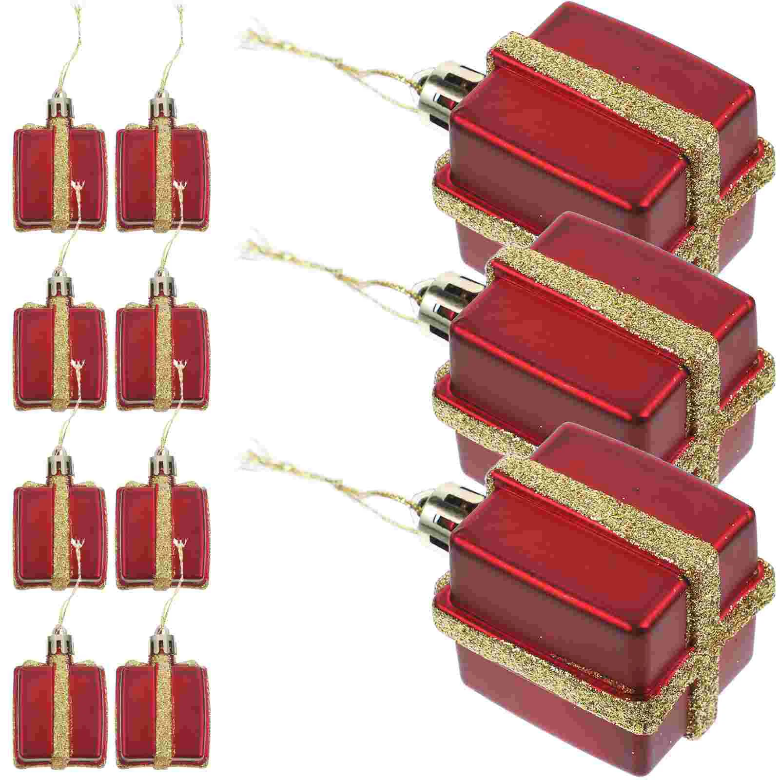 ของขวัญตกแต่งคริสต์มาสกล่องทาสี 5 ซม. 12 ชิ้นจี้ต้นไม้ (เบอร์กันดี) Xmas Party Props ตกแต่ง