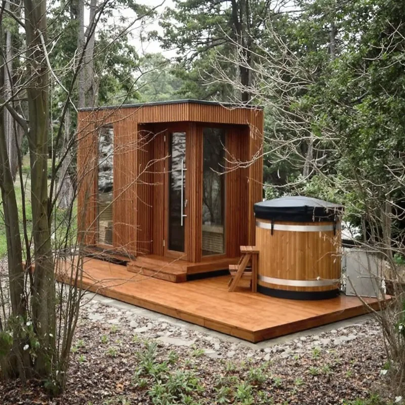 High-End Family Steam Room/Outdoor Sauna for 1-8 People (Made of Hemlock)